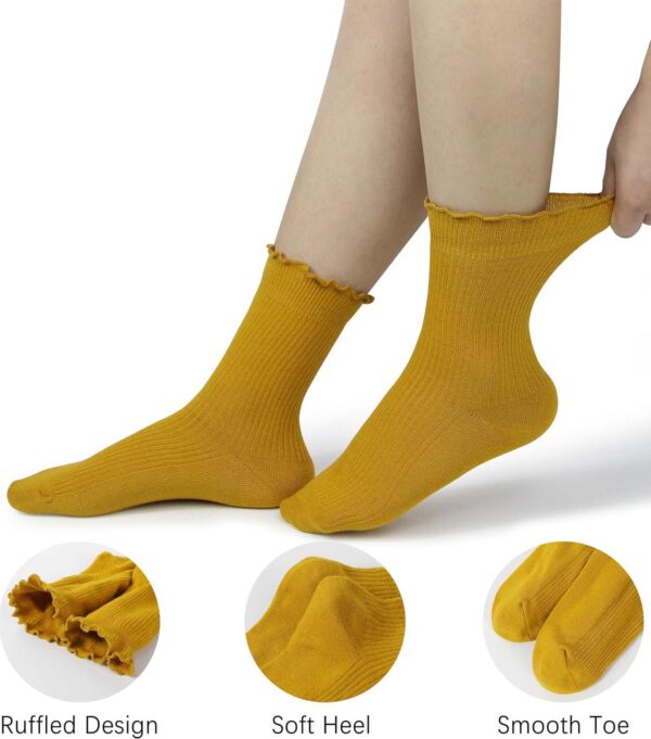 BomKinta Ruffle Socks Women - Turn-Cuff Frilly Sock - Lightweight Cotton Socks - Image 2