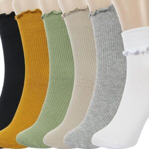 BomKinta Ruffle Socks Women - Turn-Cuff Frilly Sock - Lightweight Cotton Socks