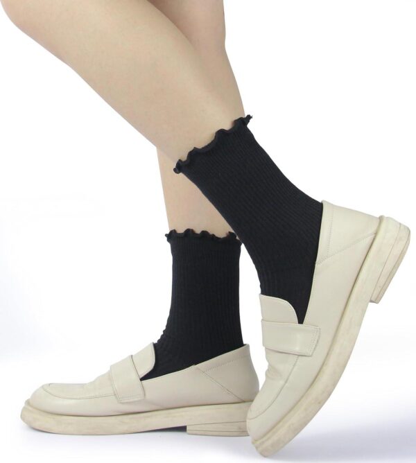 BomKinta Ruffle Socks Women - Turn-Cuff Frilly Sock - Lightweight Cotton Socks - Image 6