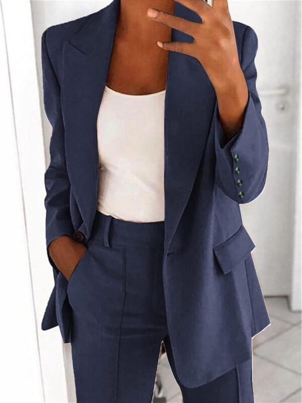 Business Casual Clothes for Women Fashion Suits Two Piece Outfits Dressy Blazer and Wide Leg Pant Plus Size Suit Sets - Image 2