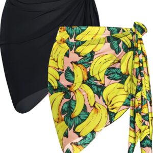 CHICGAL 2 Pieces Women Beach Sarong Bathing Suit Wrap Skirt Sheer Bikini Swimsuit Cover Ups for Swimwear