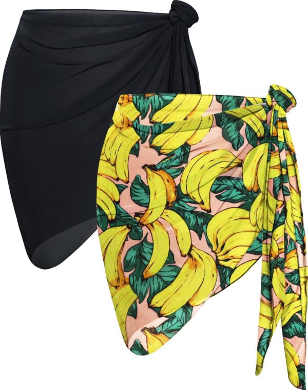 CHICGAL 2 Pieces Women Beach Sarong Bathing Suit Wrap Skirt Sheer Bikini Swimsuit Cover Ups for Swimwear