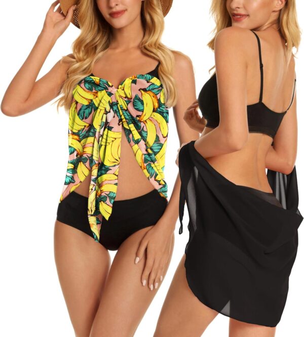 CHICGAL 2 Pieces Women Beach Sarong Bathing Suit Wrap Skirt Sheer Bikini Swimsuit Cover Ups for Swimwear - Image 3