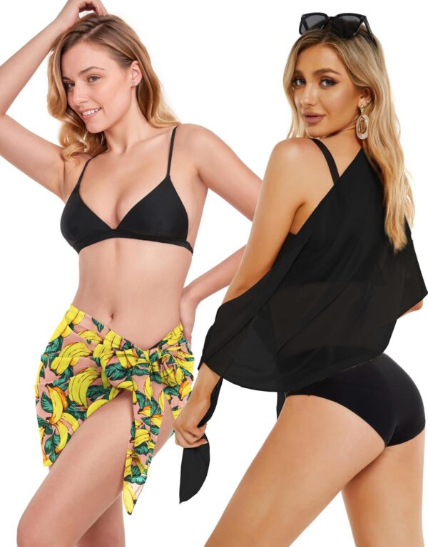 CHICGAL 2 Pieces Women Beach Sarong Bathing Suit Wrap Skirt Sheer Bikini Swimsuit Cover Ups for Swimwear - Image 7