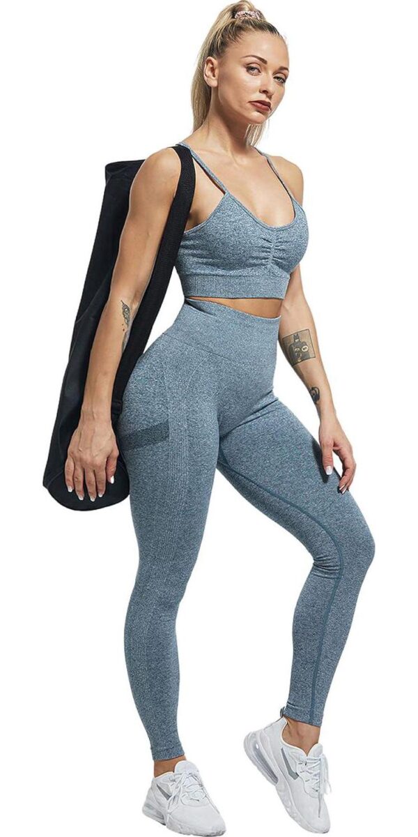 CHRLEISURE 3 Piece Workout Leggings Sets for Women, Gym Scrunch Butt Butt Lifting Seamless Leggings - Image 3