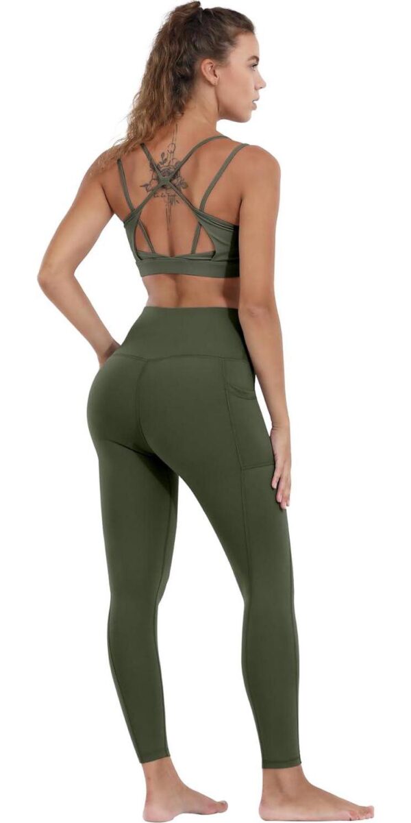 CHRLEISURE Leggings with Pockets for Women, High Waisted Tummy Control Workout Yoga Pants - Image 4