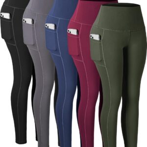 CHRLEISURE Leggings with Pockets for Women, High Waisted Tummy Control Workout Yoga Pants