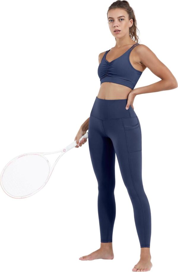 CHRLEISURE Leggings with Pockets for Women, High Waisted Tummy Control Workout Yoga Pants - Image 3