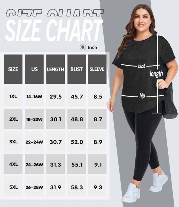 COOTRY Plus Size Workout Tops for Women Short Sleeve Loose fit Shirts Athletic Gym Yoga Clothing - Image 4