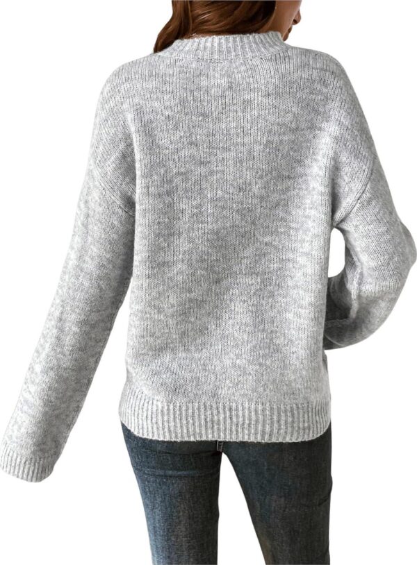 COZYEASE Women's Drop Shoulder Sweater Ribbed Knit Sweaters Long Sleeve Crewneck Pullover Tops Fall Solid Knit Outfits - Image 3