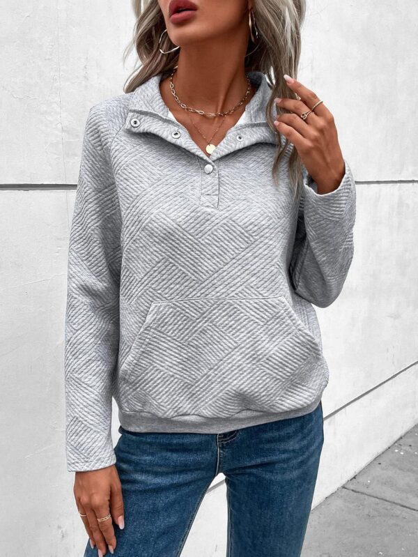 COZYEASE Womens's Half Button Long Sleeve Fall Sweatshirt Placket Collared Vintage Pullover Tops with Pocket - Image 4