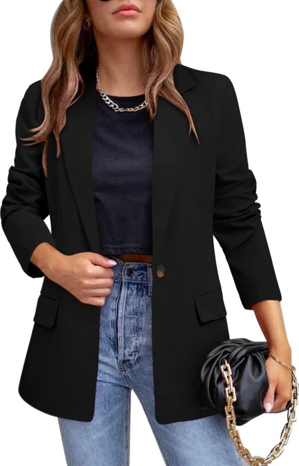 CRAZY GRID Womens Casual Blazer Jacket Long Sleeve Open Front Work Office Blazer Lapel Button Jacket