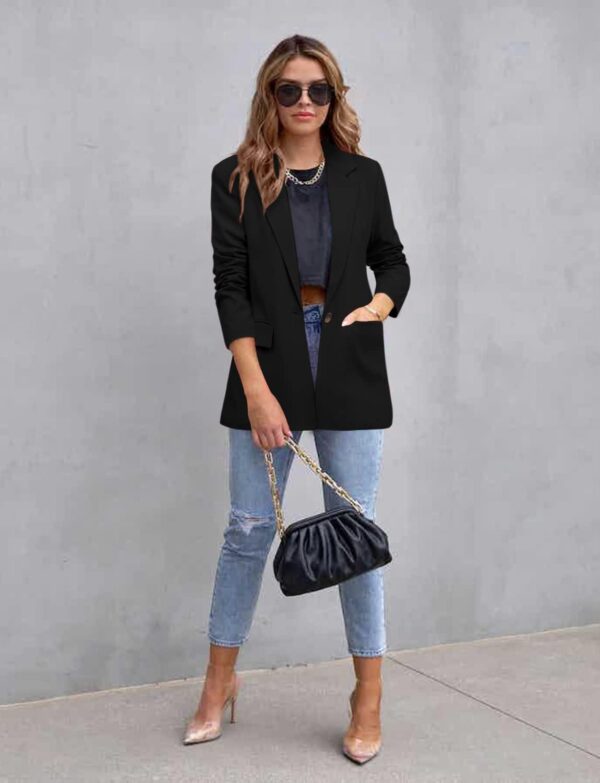 CRAZY GRID Womens Casual Blazer Jacket Long Sleeve Open Front Work Office Blazer Lapel Button Jacket - Image 4