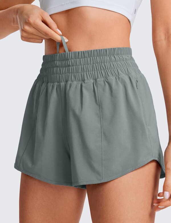 CRZ YOGA High Waisted Running Shorts for Women 2.5  - Mesh Liner Quick Dry Sport Athletic Workout Shorts with Zipper Pocket - Image 4