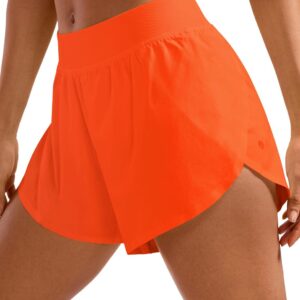 CRZ YOGA Mid Waisted Dolphin Athletic Shorts for Women Lightweight High Split Gym Workout Shorts with Liner Quick Dry