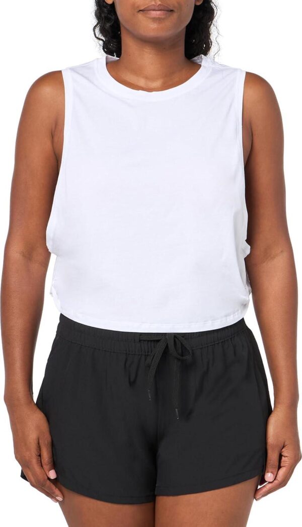 CRZ YOGA Pima Cotton Cropped Tank Tops for Women - Sleeveless Sports Shirts Athletic Yoga Running Gym Workout Crop Tops