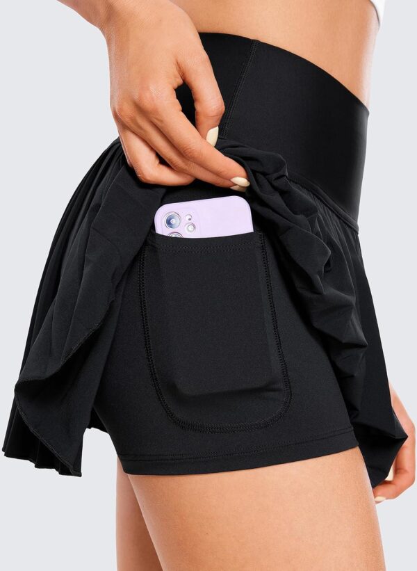 CRZ YOGA Women's High Waisted Pleated Tennis Skirts with Pockets Tummy Control Casual Liner Skorts A Line Workout Golf Skirts - Image 4