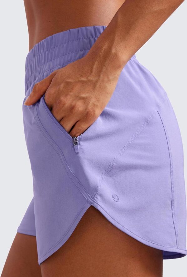 CRZ YOGA Women's High Waisted Running Shorts Mesh Liner - 3'' Dolphin Quick Dry Athletic Gym Track Workout Shorts Zip Pocket - Image 4