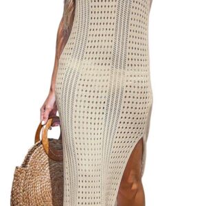 CUPSHE Women Cutout Bodycon Maxi Cover-Up Dress Crew Neck Sleeveless Cover Up Summer