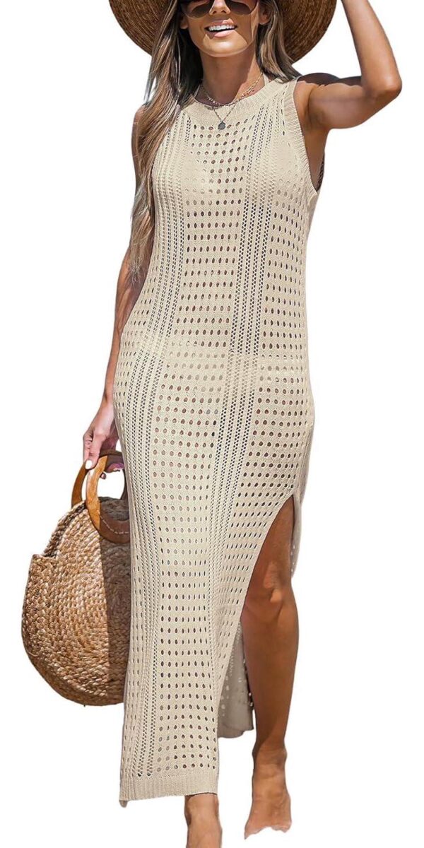 CUPSHE Women Cutout Bodycon Maxi Cover-Up Dress Crew Neck Sleeveless Cover Up Summer