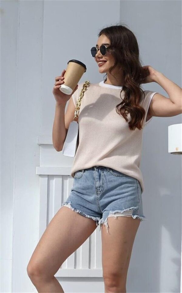 Cap Sleeve Knit Sweater Tops Sleeveless Vest Summer Tops 2024 Clothes Oversized Tank Tops Trendy T Shirts - Image 2