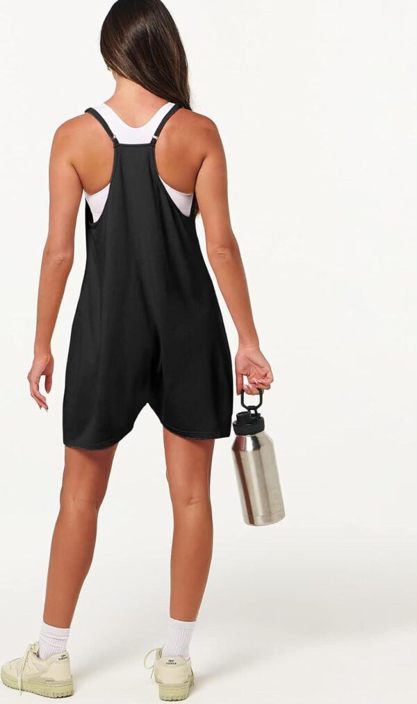 Caracilia Women's Summer Casual Rompers Sleeveless Loose Spaghetti Strap Short Jumpsuits Overalls Trendy Outfits With Pockets - Image 8
