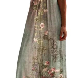 Ceboyel Women Floral Spaghetti Strap Sundress Casual Summer Long Maxi Dress Vneck Sexy Boho Dresses Trendy Beach Clothes 2024
