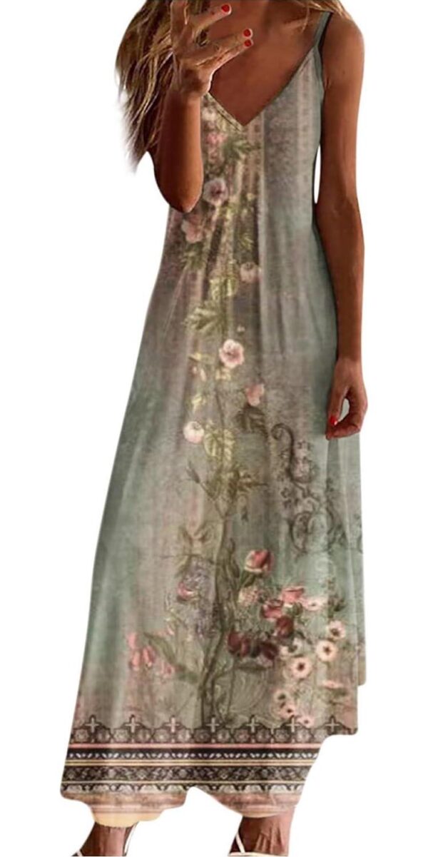 Ceboyel Women Floral Spaghetti Strap Sundress Casual Summer Long Maxi Dress Vneck Sexy Boho Dresses Trendy Beach Clothes 2024