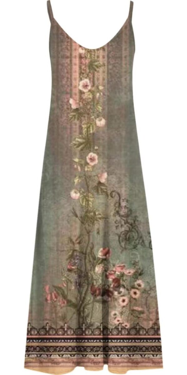 Ceboyel Women Floral Spaghetti Strap Sundress Casual Summer Long Maxi Dress Vneck Sexy Boho Dresses Trendy Beach Clothes 2024 - Image 4
