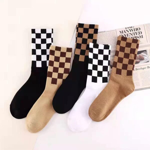 Checkered Socks, Fashion Socks for Women, Checkered Socks Women, Cotton Funny Crew Socks Fun Cozy Cute for Women Gifts. - Image 4