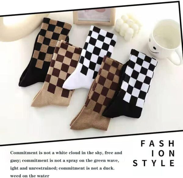 Checkered Socks, Fashion Socks for Women, Checkered Socks Women, Cotton Funny Crew Socks Fun Cozy Cute for Women Gifts. - Image 3