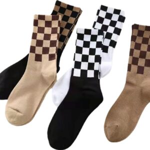 Checkered Socks, Fashion Socks for Women, Checkered Socks Women, Cotton Funny Crew Socks Fun Cozy Cute for Women Gifts.