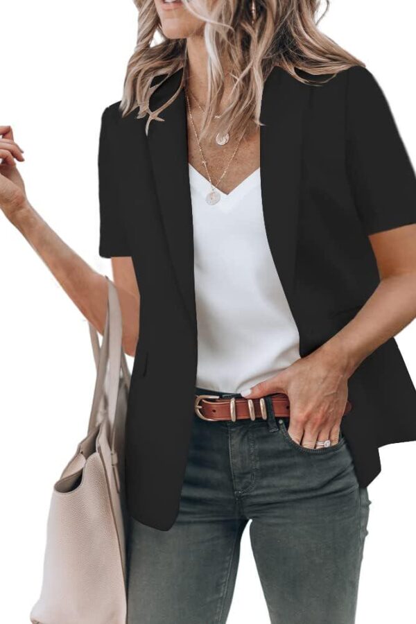 Cicy Bell Women's Casual Blazer Short Sleeve Lapel Open Front Work Office Jacket - Image 2