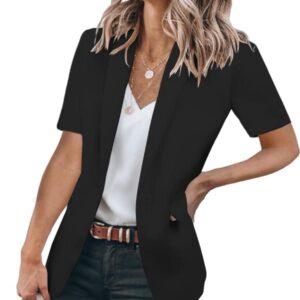Cicy Bell Women's Casual Blazer Short Sleeve Lapel Open Front Work Office Jacket