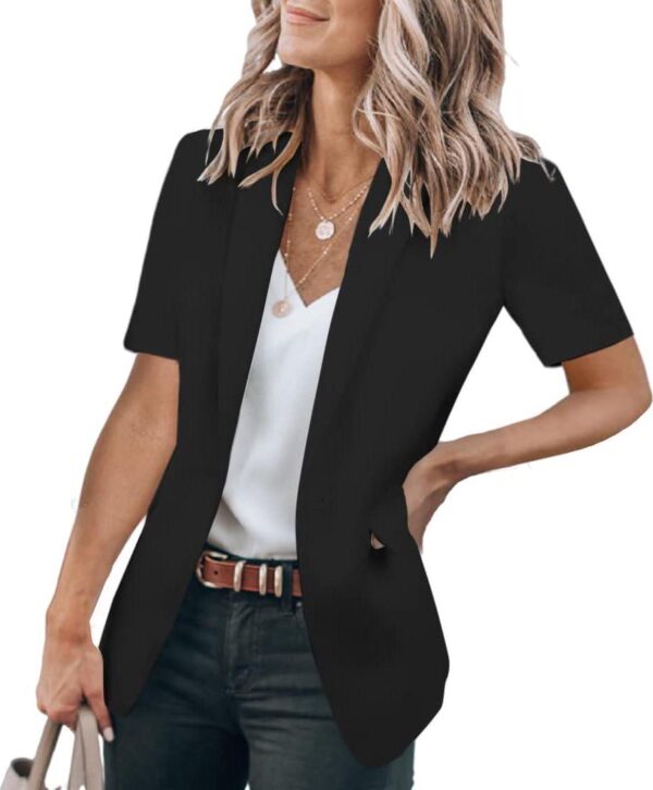 Cicy Bell Women's Casual Blazer Short Sleeve Lapel Open Front Work Office Jacket