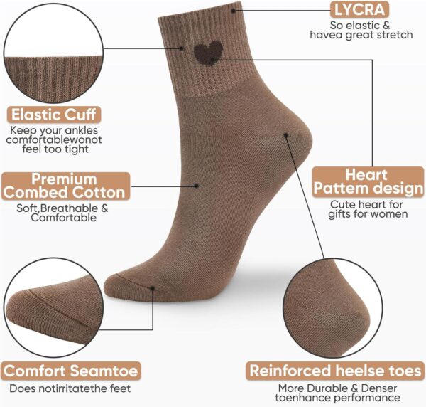 Corlap Women's Crew Socks Ankle High Cotton Fun Cute Athletic Running Socks Gifts For Women (5-Pairs With gifts Box) - Image 3
