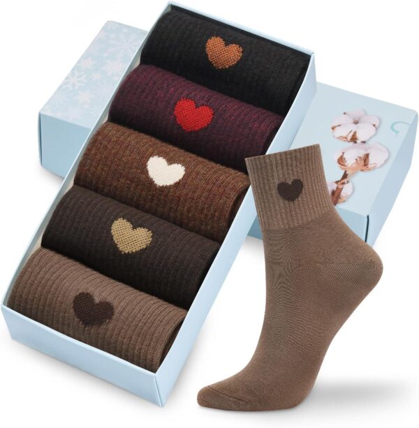 Corlap Women's Crew Socks Ankle High Cotton Fun Cute Athletic Running Socks Gifts For Women (5-Pairs With gifts Box)