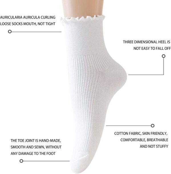 Cute Ruffle Ankle Socks for Women - Soft Cotton Knit Lettuce Low Cut Frilly Crew Socks - Image 6