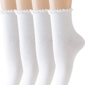 Cute Ruffle Ankle Socks for Women - Soft Cotton Knit Lettuce Low Cut Frilly Crew Socks