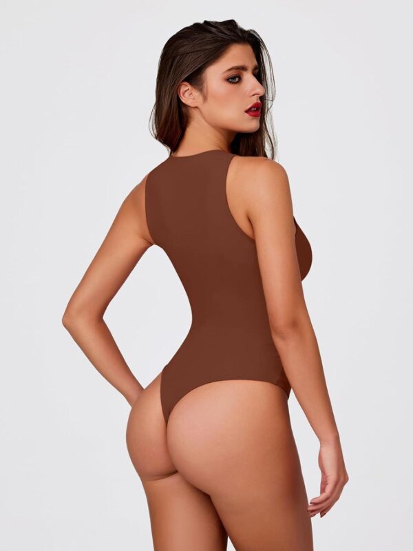 Cyanstyle Womens 3 Piece Bodysuits Sexy Sleeveless Racer Back High Neck Double Lined Bodysuit Tank Tops - Image 3