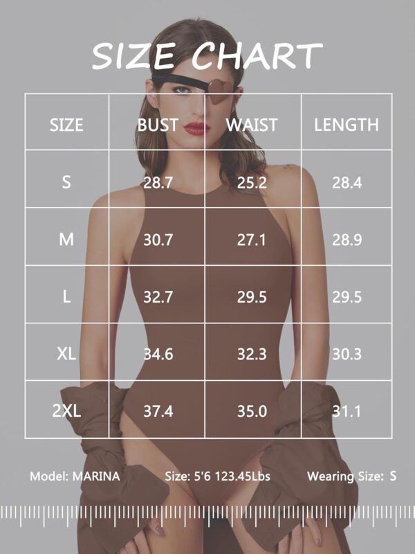 Cyanstyle Womens 3 Piece Bodysuits Sexy Sleeveless Racer Back High Neck Double Lined Bodysuit Tank Tops - Image 6
