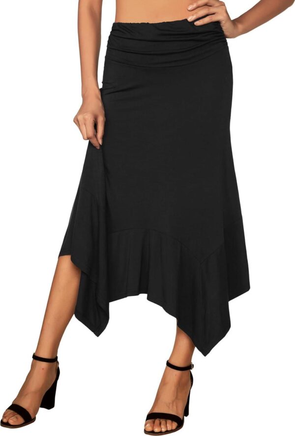 DJT Women's Flowy Handkerchief Hemline Midi Skirt - Image 2