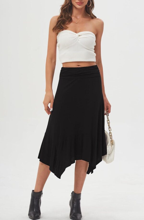 DJT Women's Flowy Handkerchief Hemline Midi Skirt - Image 5