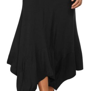 DJT Women's Flowy Handkerchief Hemline Midi Skirt