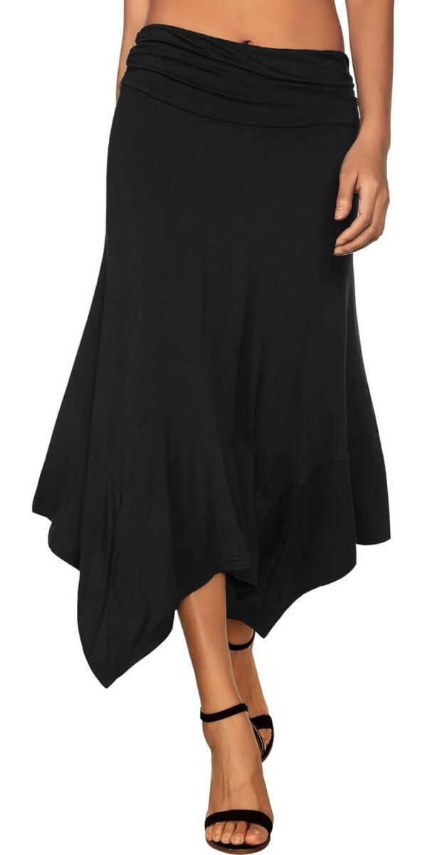 DJT Women's Flowy Handkerchief Hemline Midi Skirt