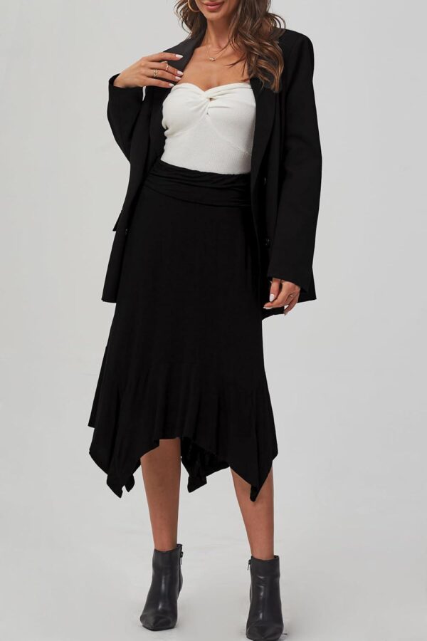 DJT Women's Flowy Handkerchief Hemline Midi Skirt - Image 6