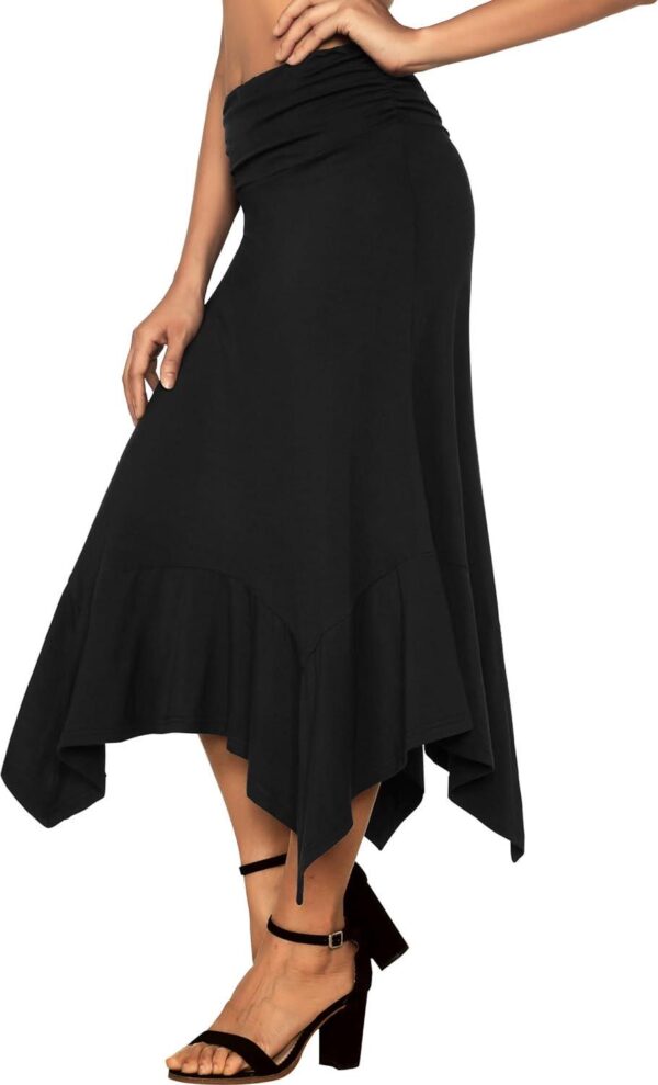 DJT Women's Flowy Handkerchief Hemline Midi Skirt - Image 3