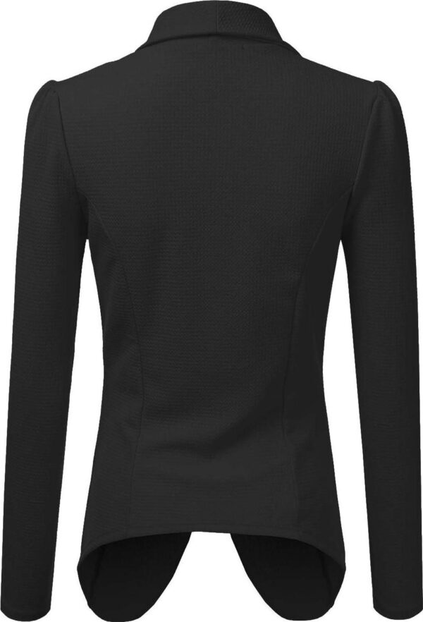 DOUBLJU Classic Draped Open Front Long Sleeve Business Casual Work Deconstructed Blazer Jackets for Womens with Plus Size - Image 3