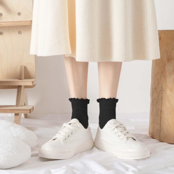 DarkCom Women Socks Ruffled Design, Cute Ankle Socks Super Soft Breathable Cool Frilly Socks For Mary Jane Shoes 6 Pairs - Image 7
