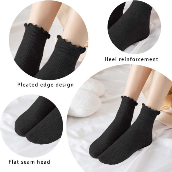 DarkCom Women Socks Ruffled Design, Cute Ankle Socks Super Soft Breathable Cool Frilly Socks For Mary Jane Shoes 6 Pairs - Image 2